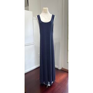Soft Surroundings navy maxi dress sz Lp resort wear vacation travel NWT